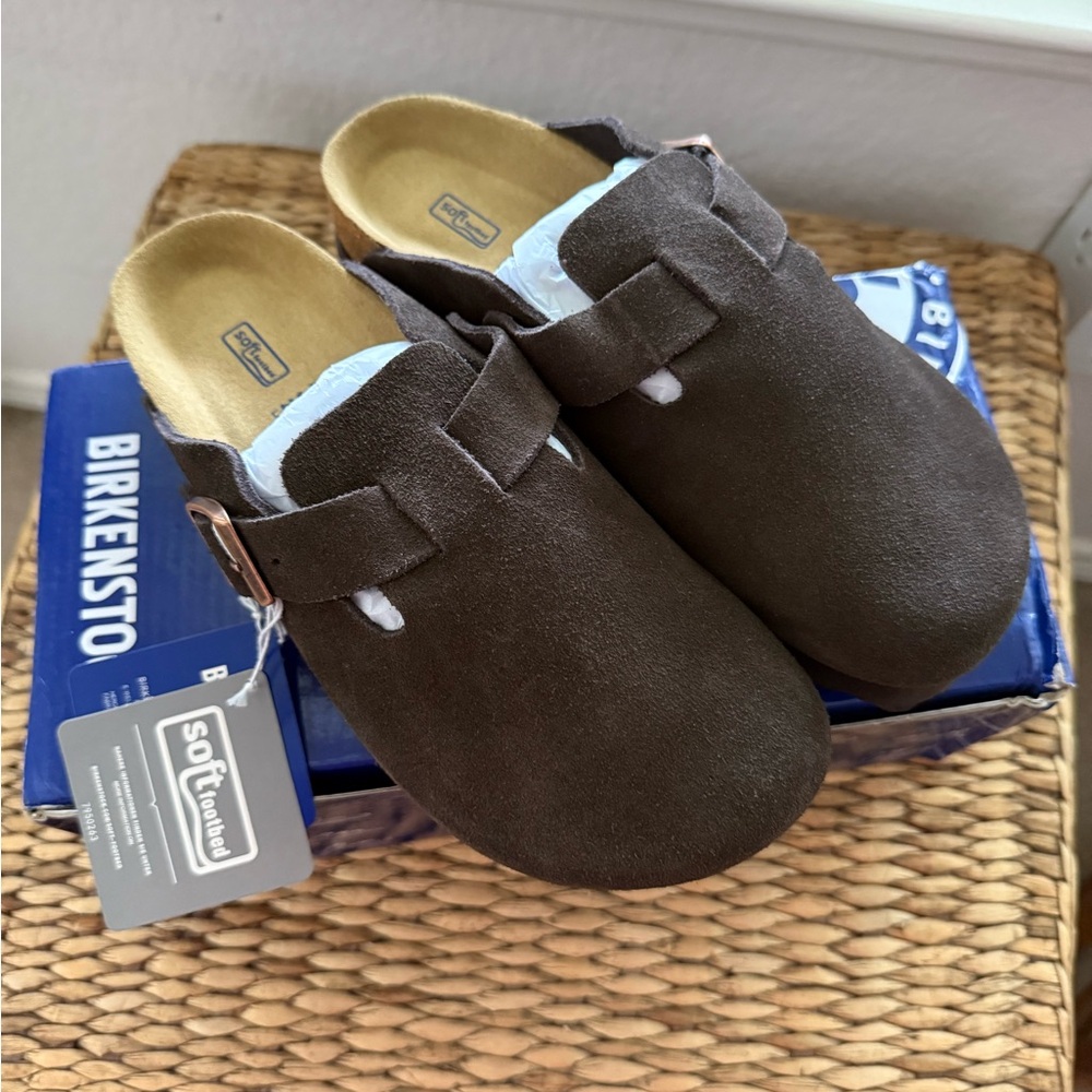 Birkenstock Boston Soft Footbed (Suede Leather Mocha)